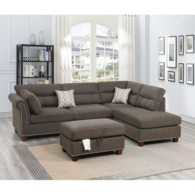 Winston Porter Burkhardt 107" Wide Reversible Sofa & Chaise with